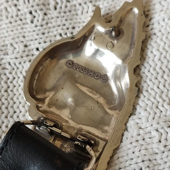 Vintage 2005 Harley Davidson Road Hog Race Belt Buckle Leather 34 - Picture 6 of 9